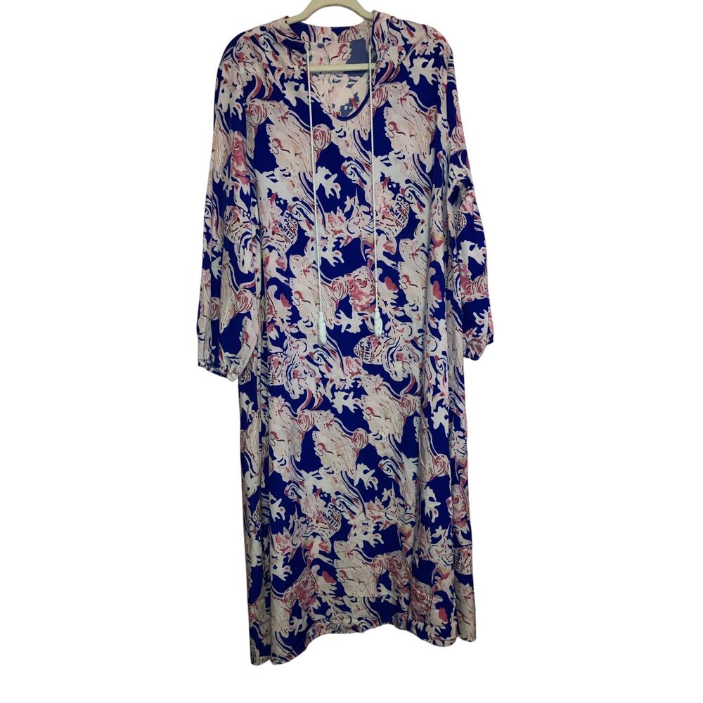 No Brand Blue And Pink Boho Maxi Dress With Tassels Size 1X